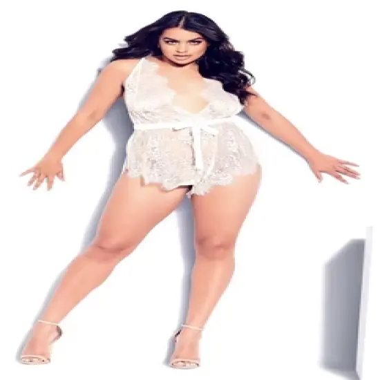 Women's Plus Size  Emily Lace Teddy - ivory | FOX & ROYAL image {3}