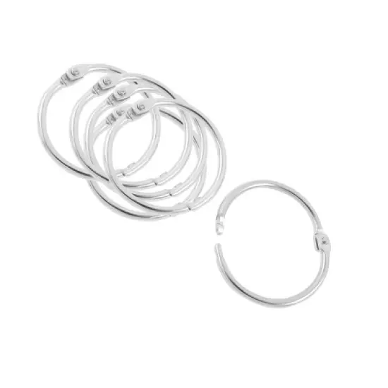 Unique Bargains Book Office Metal Loose Leaf Binder Hinge Snap Ring Keyring 6 Pcs 25mm Inner Dia image {2}