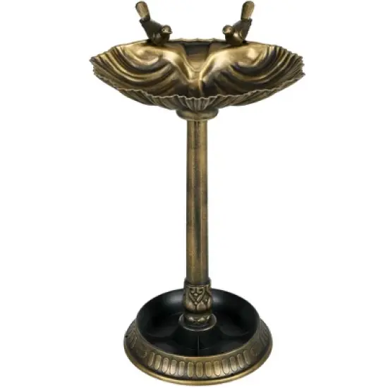 Outsunny Antique Bird Bath with Pedestal, Vintage Decorative Birdbath, Bird Feeder Bowl image {3}