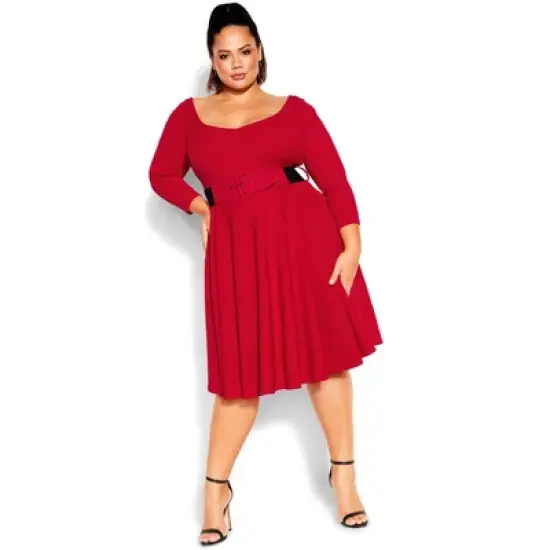 Women's Plus Size Super Sweet Elbow Sleeve Dress - Cherry | CITY CHIC image {5}