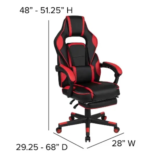 Flash Furniture Gaming Desk with Cup Holder/Headphone Hook & Reclining Back/Arms Gaming Chair with Footrest image {5}