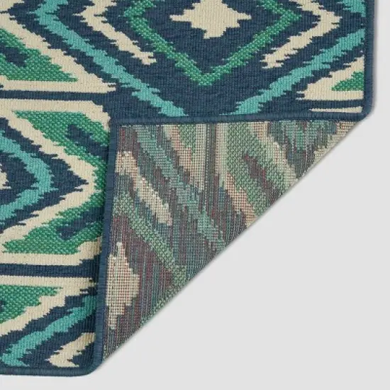 Myrtle Geometric Outdoor Rug Navy/Green - Christopher Knight Home image {3}