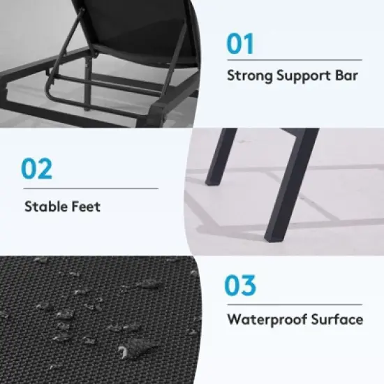 Hyleory Adjustable Aluminum Folding Chaise Lounge - Locking Legs for Secure Relaxation image {9}