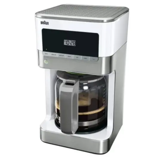 Braun BrewSense 12-cup Drip Coffee Maker - KF6050WH - Stainless Steel/White: Automatic Shut-Off, Glass Carafe, 1000W image {1}