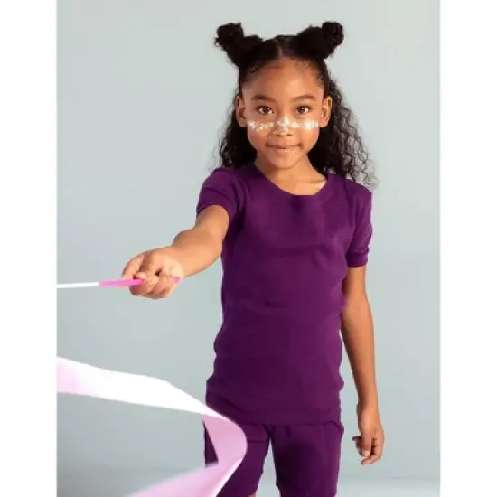 Leveret Kids Two Piece Cotton Solid Short Pajamas image {2}