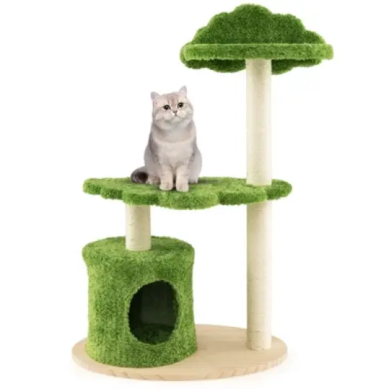 Tangkula 38" Cute Cat Tree Cat Condo Furniture w/ Fully Wrapped Sisal Scratching Posts image {10}