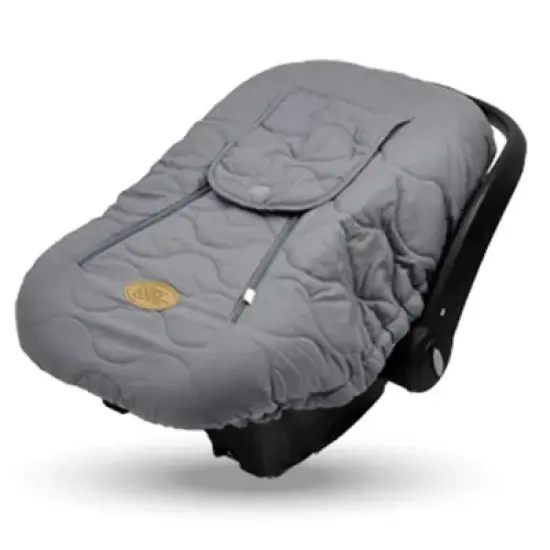 CozyBaby Cozy Cover Quilted Infant Car Seat Insulating Cover with Dual Zippers, Face Shield, and Elastic Edge for Travel During Winter Months, Gray image {1}