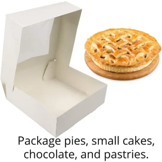 O'Creme White Bakery Boxes with Window 25 Pack, Display Pies, Pastries, Pie Pastry Container Carrier (25, 9" x 9" x 2.5"H) image {2}