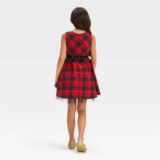 Girls' Sleeveless Plaid Dress - Cat & Jack&trade; Red image {1}
