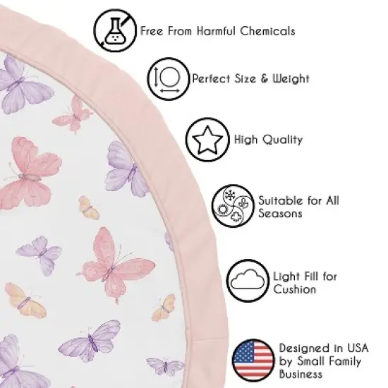 Sweet Jojo Designs Girl Baby Tummy Time Playmat Butterfly Blush Pink and Purple image {4}