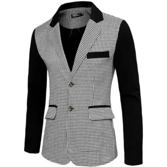 Lars Amadeus Men's Plaid Pattern Button Down Slim Fit Casual Jacket Blazer image {7}