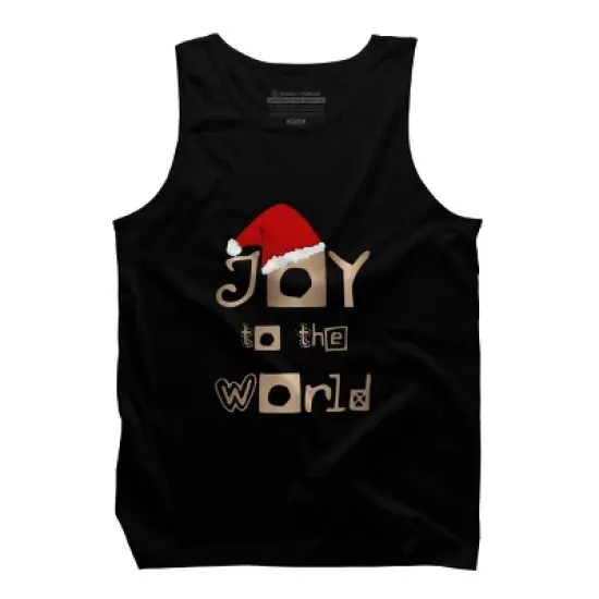 Men's Design By Humans Christmas Design - Joy to the World in Gold Design and Red By SimplyDesign Tank Top image {4}