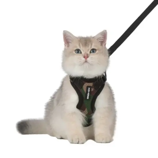 Step-in Lock Adjustable Cat Harness w. Cat Leash Combo Set with Neoprene Handle 5ft - Small, Medium and Large Breed Cats image {3}