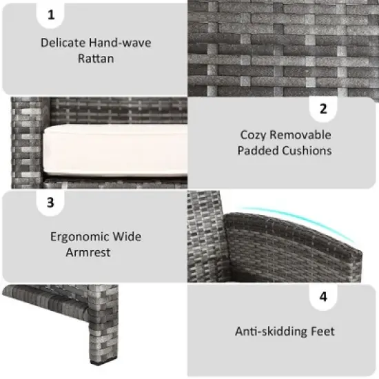 Tangkula 8PCS Patio Outdoor Rattan Furniture Set w/ Cushioned Chair Loveseat Table image {5}