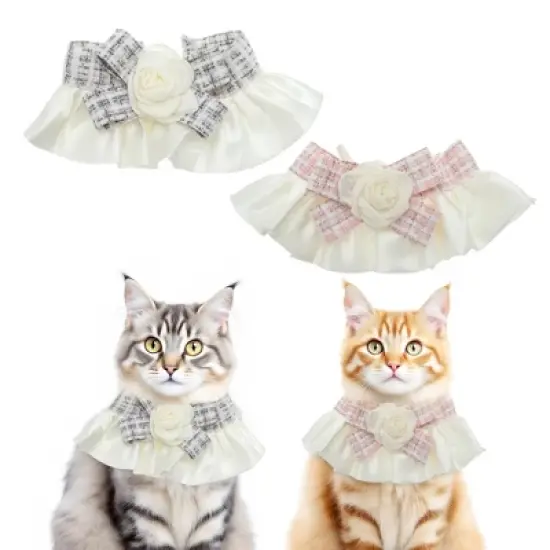 Unique Bargains Cat Collar Pink Black 2 Pcs image {6}