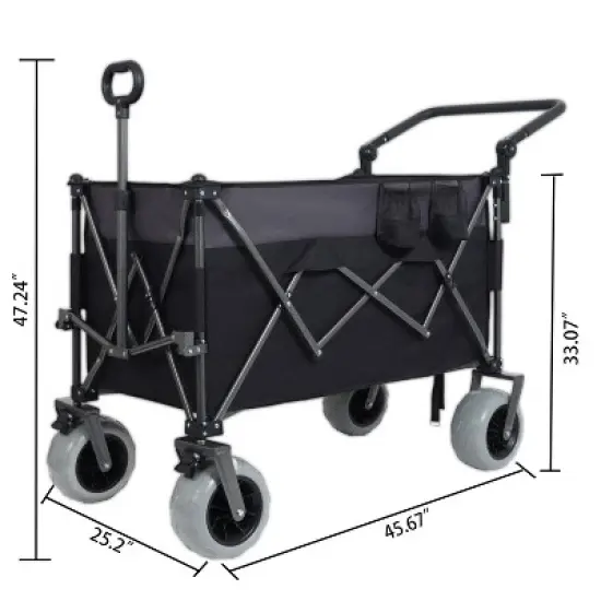 Gulches Multi-Functional Push-Pull Folding Wagon Cart, XL Heavy-Duty, All-Terrain, 9"x4" Beach Tires, Large Capacity image {1}