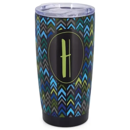 Elanze Designs H Monogram Herringbone Arrows Wrap-Around Design 20 Ounce Stainless Steel On-The-Go Coffee Mug, Thermal Travel Tumbler with Leak image {5}