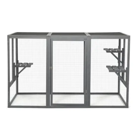 Sevobal Pet Crates and Houses Spacious Cat Cage with Waterproof Roof and Adjustable Pedals Suitable, Cage for Outdoor Indoor, Gray, 70.9"*31.5"*31.5" image {3}