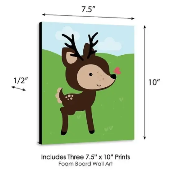 Big Dot of Happiness Woodland Creatures - Gender Neutral Forest Animal Nursery Wall Art & Kids Room Decor - 7.5 x 10 inches - Set of 3 Prints image {3}