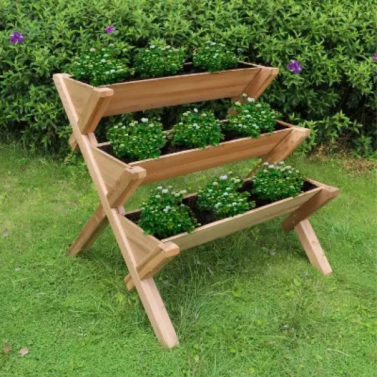 39" Wide Rectangular Planter 3 Tier Brown - Merry Products image {2}
