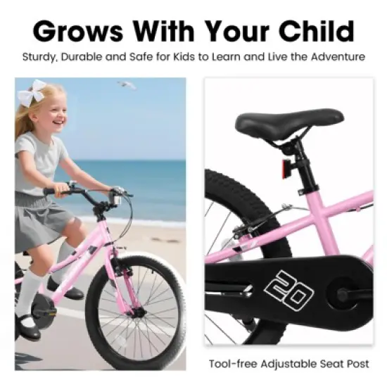 INFURNIC Bicycles 20 Inch Kids Bike with V Brake and Coaster Brake for 4 to 7 Year Olds, Pink, 52.3"*21.6"*30.3" image {3}