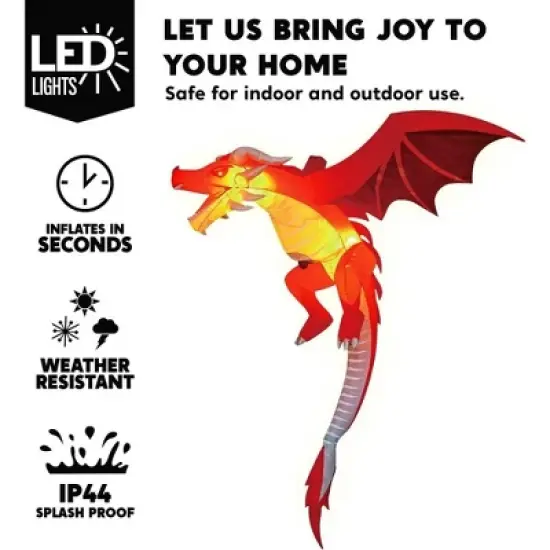 Joyfy 5 FT Halloween Inflatable Outdoor Decorations, Hanging Flying Dragon with Built-in LED for Halloween Yard Lawn Patio Outdoor Indoor Decoration image {1}