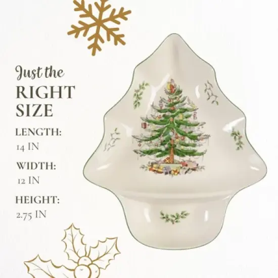 Spode Christmas Tree Chip and Dip Tree-Shaped Dish - 14-Inch Porcelain Holiday Serveware - Dishwasher, Microwave, Freezer Safe image {6}