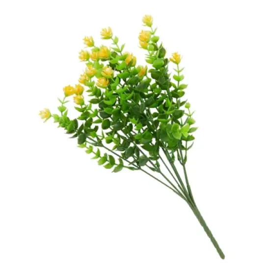 Farmlyn Creek 8 Pack Artificial Outdoor Flowers with Faux Eucalyptus Leaves Plants for  Gardens Home Decor, Yellow, 6 x 13.5 in image {6}