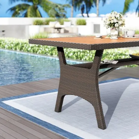 Captiva Designs 7pc Patio Furniture Set with Rectangle Table and Arm Chairs image {3}