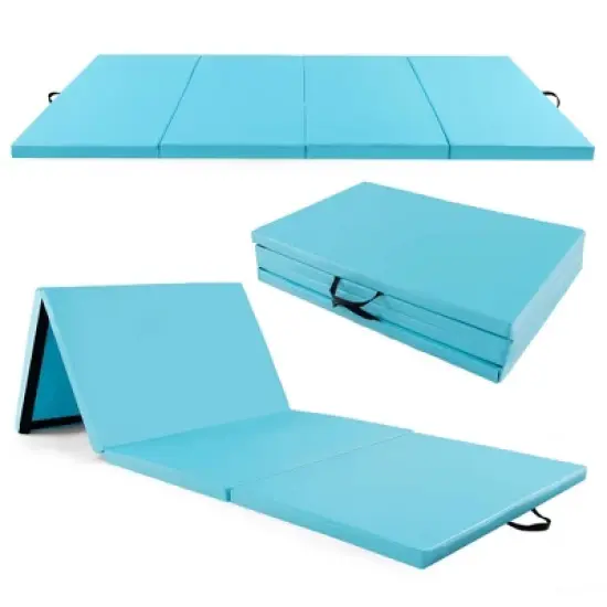 Costway 10' x 4' x 2" 4-Panel Folding Exercise Mat with Carrying Handles for Gym Yoga Black/Blue/Navy/Colorful/Pink&Blue/Pink/Light Pink/Navy image {11}