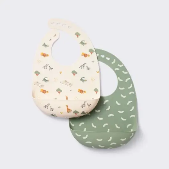 Silicone Bibs - 2pk - Animals/Cresents - Cloud Island&trade; image {4}