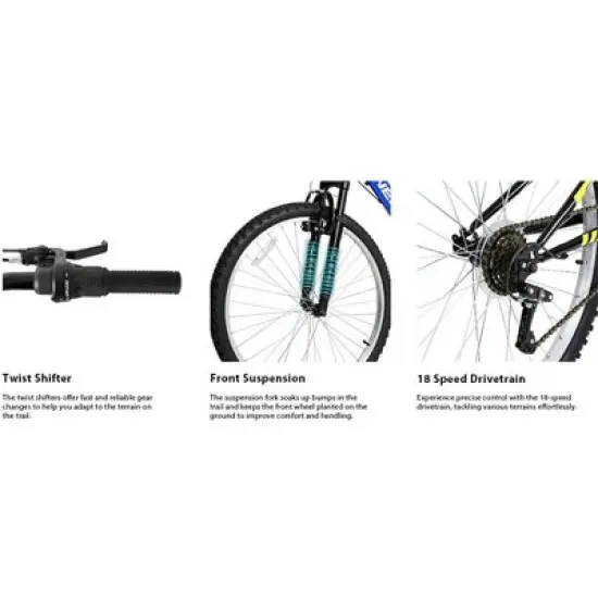hykolity 18 Speed Mountain Bike, 26" 27.5" Wheel MTB Outdoor Cycling Bicycle with Adjustable Saddle, Full Suspension for Men Women image {7}