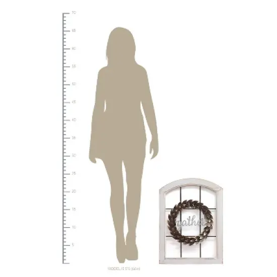 Stratton Home Decor Gather Bronze Wreath Window Wall Decor, Distressed White image {3}