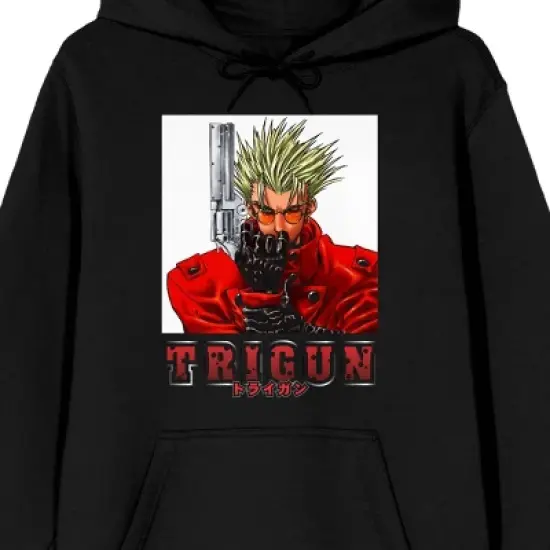 Trigun Vash With Gun Long Sleeve Black Adult Hooded Sweatshirt image {1}