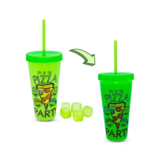 Silver Buffalo Teenage Mutant Ninja Turtles "Pizza Party" Color-Changing Plastic Tumbler image {9}