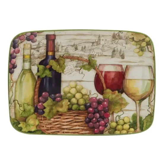 14" x 10" Meadow Brook Vineyard Rectangular Serving Platter - Certified International image {3}