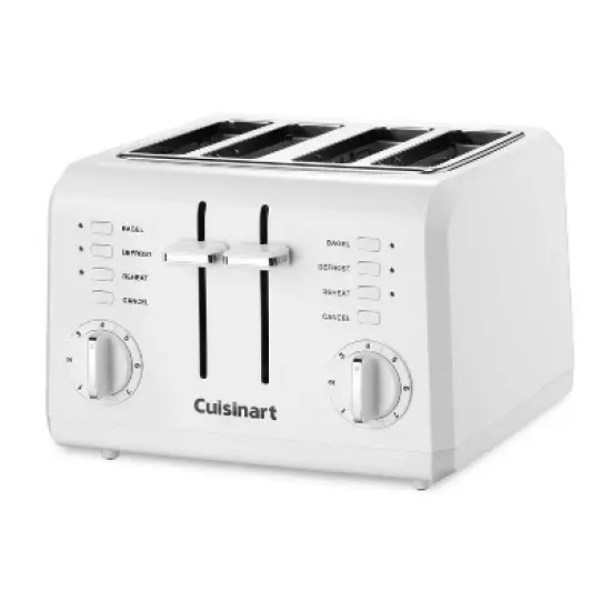 Cuisinart 4 Slice Toaster - White - CPT-142P1: 1800W, Defrost & Reheat, Automatic Shut-Off, Nonslip Base, Plastic Material image {2}