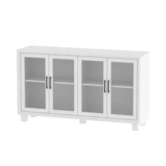 Famapy Modern Minimalist Kitchen Pantry with Glass Doors,Buffet Sideboard Cabinet,Large-Capacity Zoned Storage,Multi-use for Dish & Food Storage image {10}