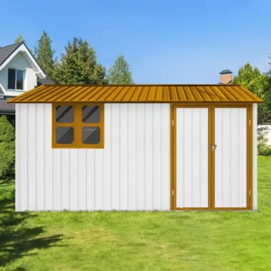 NicBex 10x12 Ft Metal Outdoor Storage Shed with Lockable Doors and Windows for Backyard,Garden,Patio image {8}