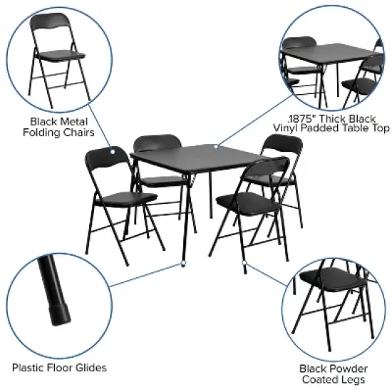 Emma and Oliver 5 Piece Folding Card Table and Chair Set image {3}