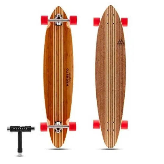 Magneto Hana Longboard Skateboard | 42" x 9" | Bamboo with Hard Maple Core | Carving & Dancing | Free Skate Tool | Pintail image {6}