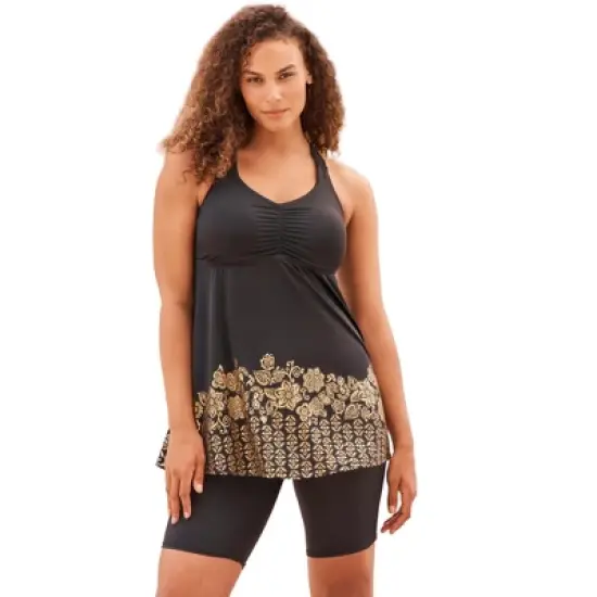 Swim 365 Women&rsquo;s Plus Size Longer Length Braided Tankini Top image {6}