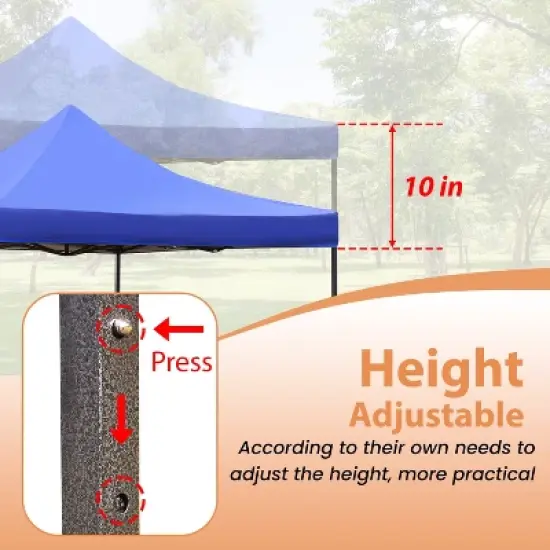 FDW Pop Up Canopy Tent 9.6x9.6 Anti-UV for Parties Camping with Portable Bag image {3}