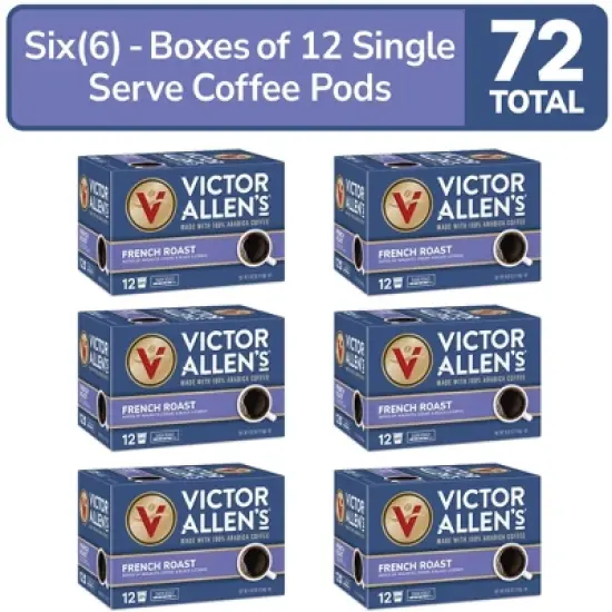 Victor Allen's Coffee, French Roast, Dark Roast, 72 Count (6 Pack, 12 Count), Single Serve Coffee Pods for Keurig K-Cup Brewers image {7}
