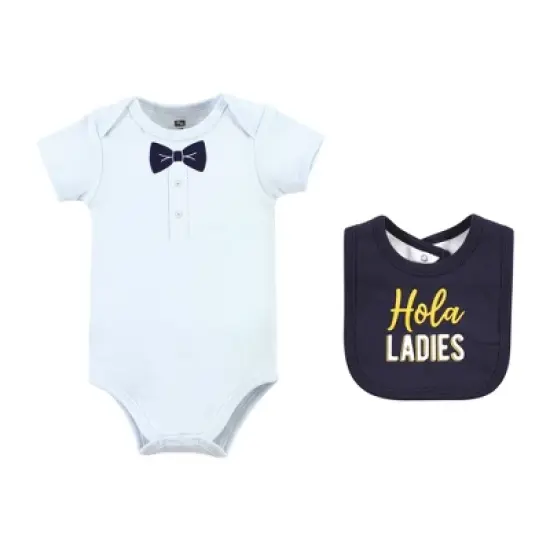 Hudson Baby Infant Boy Cotton Sleep and Play, Bodysuit and Bandana Bib Set, Hola Ladies image {2}