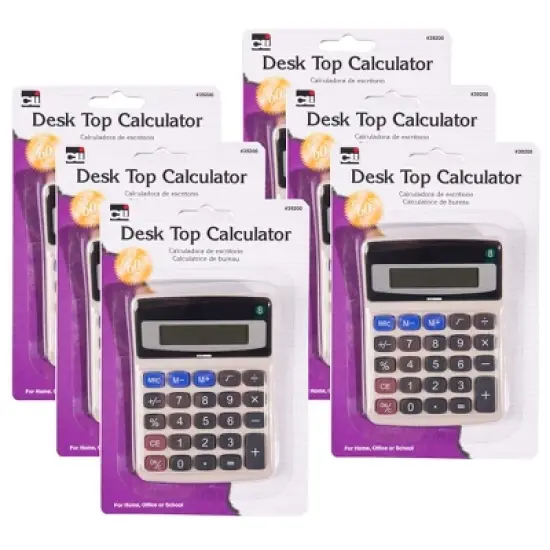 Charles Leonard Desktop Calculator, Battery and Solar Powered with Tilted 8 Digit Display, Pack of 6 image {2}