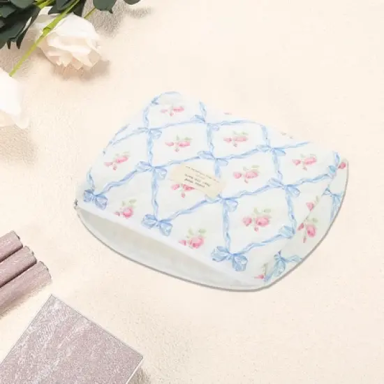 Unique Bargains Bow Floral Makeup Bag 1 Pc image {2}