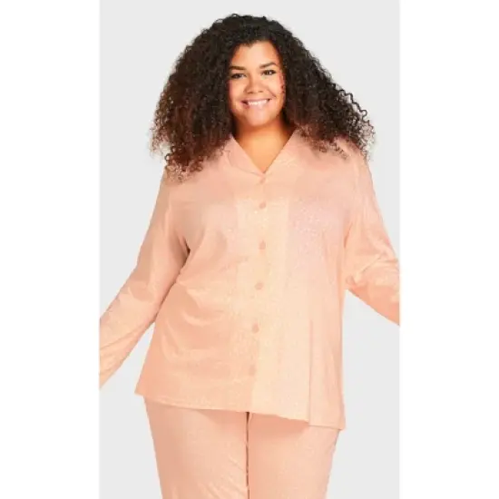 Women's Plus Size Button Through Sleep Top - Pink | AVENUE image {6}