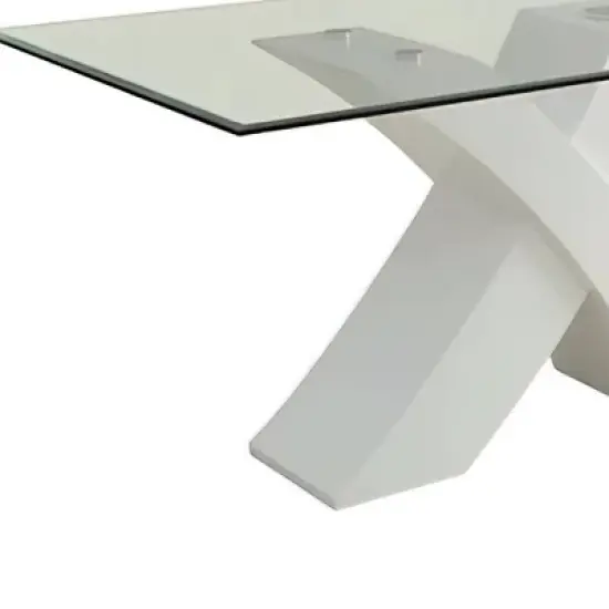 60" Pervis Dining Table White/Clear Glass - Acme Furniture image {4}