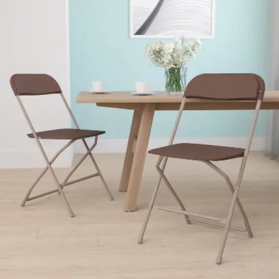 Emma and Oliver Set of 2 Stackable Folding Plastic Chairs - 650 LB Weight Capacity image {1}